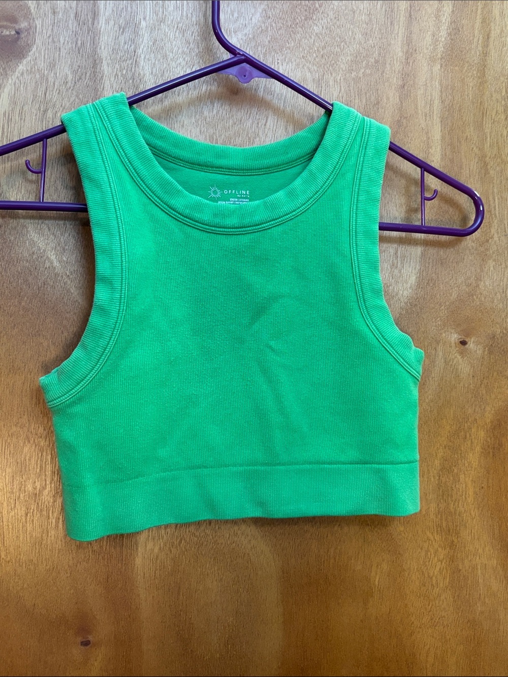 aerie (offline)Green Ribbed Crop Tank